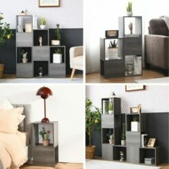 Wholesale 👏 Costway Bookshelf Free Combination Bookcase Storage Organizer Display Shelf Gray 🎉 -Bookshelves And Bookcases store unnamed file 3010