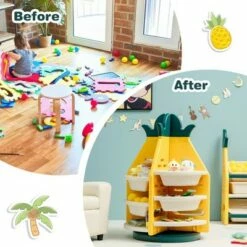 Discount ✨ Costway Kids Toy Storage Organizer 360° Revolving Pineapple Shelf w/Plastic Bins ⌛ -Bookshelves And Bookcases store unnamed file 3029