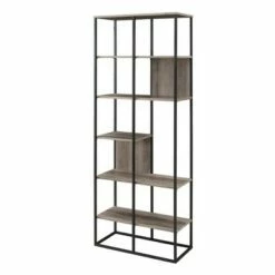 Brand new 🔔 70" Modern Industrial 5 Shelf Bookcase Plant Stand - Saracina Home Gray Wash 🧨 -Bookshelves And Bookcases store unnamed file 303