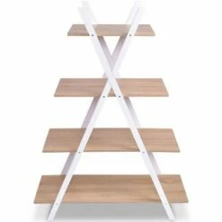 New 😀 Costway 4-Tier Bookshelf Storage Display Shelves Bookcase Ladder X-Shape Brown/Black 🧨 -Bookshelves And Bookcases store unnamed file 3135