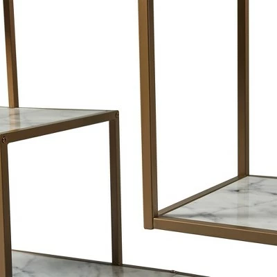 Best Pirce 🎉 72" Marmo Large 5 Tier Display Shelf Faux Marble/Brass - Teamson Home ✔️ 5 Best Pirce 🎉 72" Marmo Large 5 Tier Display Shelf Faux Marble/Brass - Teamson Home ✔️ - Image 3