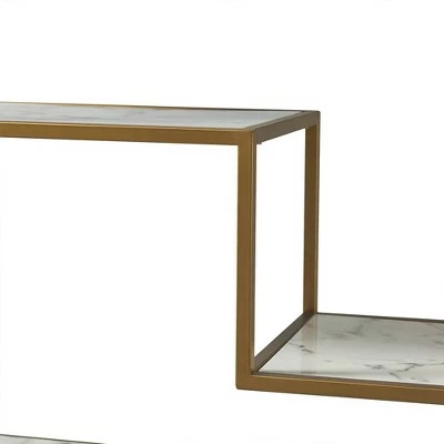 Best Pirce 🎉 72" Marmo Large 5 Tier Display Shelf Faux Marble/Brass - Teamson Home ✔️ 6 Best Pirce 🎉 72" Marmo Large 5 Tier Display Shelf Faux Marble/Brass - Teamson Home ✔️ - Image 4