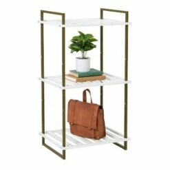 Outlet 👏 Honey-Can-Do 3 Tier Square Tube Shelf Olive and White 🧨