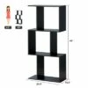 Budget ❤️ Costway 3-tier S-Shaped Bookcase Free Standing Storage Rack Wooden Display Decor Black ✨ -Bookshelves And Bookcases store unnamed file 3218