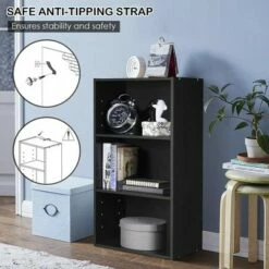 Best Sale ✨ Costway 2 PCS 3 Tier Open Shelf Bookcase Multi-functional Storage Display Cabinet Black 🎁 -Bookshelves And Bookcases store unnamed file 322