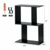 Best Pirce 🛒 Costway 2-tier S-Shaped Bookcase Free Standing Storage Rack Wooden Display Decor Black 🛒 -Bookshelves And Bookcases store unnamed file 3227