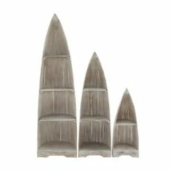 Hot Sale ⌛ Set of 3 Coastal Wood Shelving Unit - Olivia & May Brown 🥰 -Bookshelves And Bookcases store unnamed file 3238