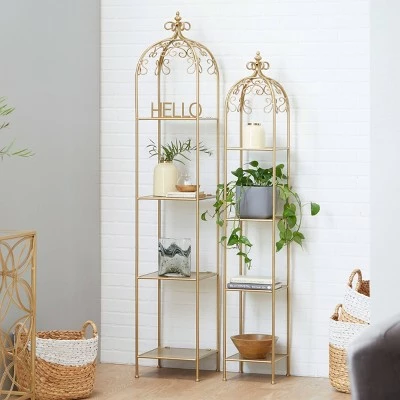 Discount โจ Olivia & May Set of 2 Contemporary Metal Shelving Unit Gold - Olivia & May ๐ฏ 2 Discount โจ Olivia & May Set of 2 Contemporary Metal Shelving Unit Gold - Olivia & May ๐ฏ