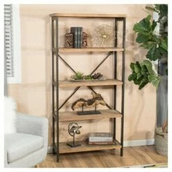 Cheapest 🛒 Perth 68.5" 5-Shelf Industrial Bookcase Antique - Christopher Knight Home ⭐