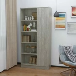 Best Pirce ⭐ Amelia 64.8" Mid Century Bookcase - Christopher Knight Home Grey Oak 😍