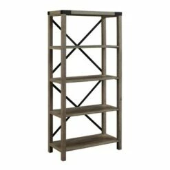 Cheapest ✔️ Sophie Rustic Farmhouse X Frame Bookshelf - Saracina Home Gray Wash 🎁 -Bookshelves And Bookcases store unnamed file 3378