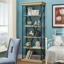 Flash Sale 💯 84" Belvidere 5 Shelf Narrow Bookshelf - Inspire Q Ivory White 💯