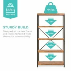 Best deal 🛒 Best Choice Products 5-Tier Rustic Industrial Bookshelf Display Décor Accent w/ Metal Frame, Wood Shelves 😉 -Bookshelves And Bookcases store unnamed file 3414
