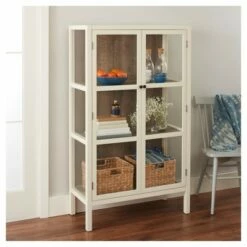 Brand new 🔔 56.2" Hadley Library Cabinet with Glass Shell White - Threshold™ 🔔