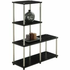 Best deal 🔥 41.75" Designs2Go 4 Tier Multi Shelf L Bookshelf - Breighton Home Black 🔔