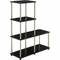 Best deal 🔥 41.75" Designs2Go 4 Tier Multi Shelf L Bookshelf - Breighton Home Black 🔔 -Bookshelves And Bookcases store unnamed file 3478