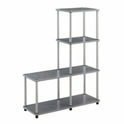 Best deal 🔥 41.75" Designs2Go 4 Tier Multi Shelf L Bookshelf - Breighton Home Black 🔔 -Bookshelves And Bookcases store unnamed file 3479