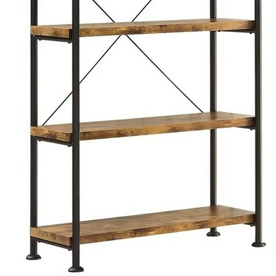 Cheapest โ Coaster Furniture Barritt Collection 5 Shelf Durable Heavy Duty Steel Metal 63 inch Bookcase Shelf, Antique Nutmeg Finish with Black Metal Frame ๐ 4 Cheapest โ Coaster Furniture Barritt Collection 5 Shelf Durable Heavy Duty Steel Metal 63 inch Bookcase Shelf, Antique Nutmeg Finish with Black Metal Frame ๐ - Image 2
