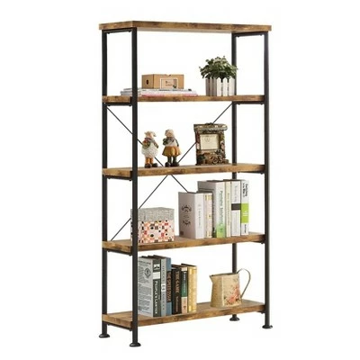 Cheapest โ Coaster Furniture Barritt Collection 5 Shelf Durable Heavy Duty Steel Metal 63 inch Bookcase Shelf, Antique Nutmeg Finish with Black Metal Frame ๐ 6 Cheapest โ Coaster Furniture Barritt Collection 5 Shelf Durable Heavy Duty Steel Metal 63 inch Bookcase Shelf, Antique Nutmeg Finish with Black Metal Frame ๐ - Image 4