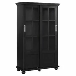 Best reviews of ✔️ Capewood Bookcase with Sliding Glass Doors 51" - Room & Joy Black 😍