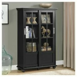 Best reviews of ✔️ Capewood Bookcase with Sliding Glass Doors 51" - Room & Joy Black 😍 -Bookshelves And Bookcases store unnamed file 3500