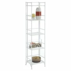 Flash Sale 💯 57.75" 5 Tier Folding Metal Shelf White - Breighton Home 🛒