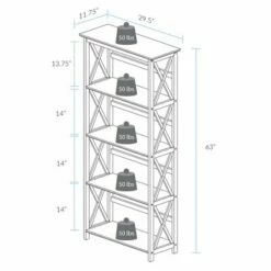 Hot Sale 🥰 Montego 5-Shelf Bookcase - Flora Home White 😍 -Bookshelves And Bookcases store unnamed file 3548