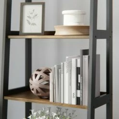 Best Pirce 🛒 67" Annabelle 5 Tier Ladder Bookcase - Brookside Home Black/white 😍