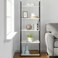 Best Pirce 🛒 67" Annabelle 5 Tier Ladder Bookcase - Brookside Home Black/white 😍 -Bookshelves And Bookcases store unnamed file 3559