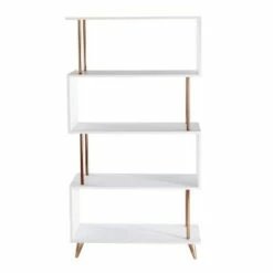 Discount โค๏ธ 60.5" Bucklon Assymetrical Etagere White/Champagne - Aiden Lane โญ