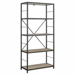 Hot Sale 🎉 63" Rustic Industrial Farmhouse 4 Shelf Tall Bookshelf - Saracina Home Barnwood 😀 -Bookshelves And Bookcases store unnamed file 3620