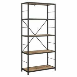 Hot Sale 🎉 63" Rustic Industrial Farmhouse 4 Shelf Tall Bookshelf - Saracina Home Barnwood 😀 -Bookshelves And Bookcases store unnamed file 3621