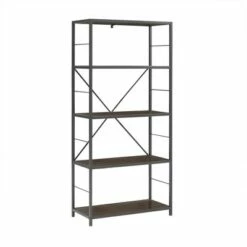 Hot Sale 🎉 63" Rustic Industrial Farmhouse 4 Shelf Tall Bookshelf - Saracina Home Barnwood 😀 -Bookshelves And Bookcases store unnamed file 3622