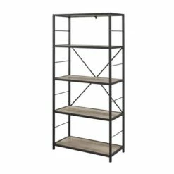 Hot Sale 🎉 63" Rustic Industrial Farmhouse 4 Shelf Tall Bookshelf - Saracina Home Barnwood 😀 -Bookshelves And Bookcases store unnamed file 3624