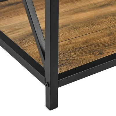 Flash Sale ๐ 61" Modern Farmhouse X Frame Metal and Wood Media Bookshelf - Saracina Home Driftwood โ๏ธ 7 Flash Sale ๐ 61" Modern Farmhouse X Frame Metal and Wood Media Bookshelf - Saracina Home Driftwood โ๏ธ - Image 5