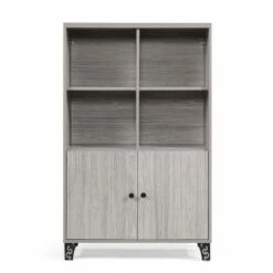 Best deal 🥰 Justina Mid-Century Cabinet - Christopher Knight Home Gray Oak 🎉 -Bookshelves And Bookcases store unnamed file 365