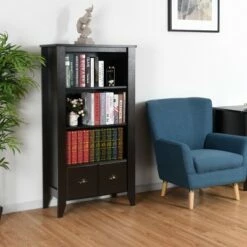 Budget 🛒 Costway 3 Shelf Bookcase Bookshelf Adjustable Shelves Antique Organizer Furni W/2 Drawer 🌟 -Bookshelves And Bookcases store unnamed file 3674