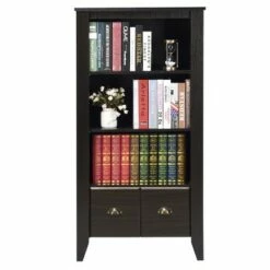 Budget 🛒 Costway 3 Shelf Bookcase Bookshelf Adjustable Shelves Antique Organizer Furni W/2 Drawer 🌟 -Bookshelves And Bookcases store unnamed file 3675