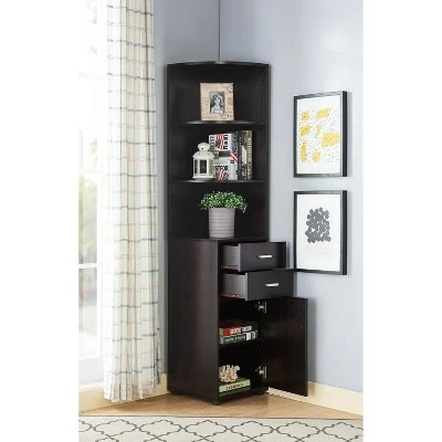 Discount ⭐ 70.75" Julisse 3 Shelf Corner Bookcase - miBasics Walnut Oak ✨ 8 Discount ⭐ 70.75" Julisse 3 Shelf Corner Bookcase - miBasics Walnut Oak ✨ - Image 6