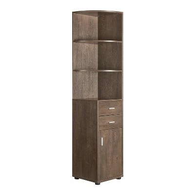 Discount ⭐ 70.75" Julisse 3 Shelf Corner Bookcase - miBasics Walnut Oak ✨ 12 Discount ⭐ 70.75" Julisse 3 Shelf Corner Bookcase - miBasics Walnut Oak ✨ - Image 10