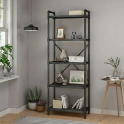 Discount 🔔 71" Driscoe Industrial 5 Shelf Firwood Bookcase Gray/Pewter - Christopher Knight Home 😀