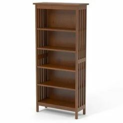 Cheap 🥰 48" Tarchel 5 Shelves Media Shelf Antique Oak - HOMES: Inside + Out 🧨 -Bookshelves And Bookcases store unnamed file 3758