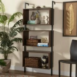 Cheap ✨ Aldis Wood and Metal 3 Tier Display Shelf Brown/Black - Baxton Studio 💯 -Bookshelves And Bookcases store unnamed file 3794