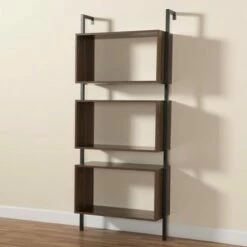 Cheap ✨ Aldis Wood and Metal 3 Tier Display Shelf Brown/Black - Baxton Studio 💯 -Bookshelves And Bookcases store unnamed file 3795