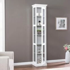 Wholesale 👏 77.25" Metmit Tall Curio with Glass Door - Aiden Lane Gray 🧨 -Bookshelves And Bookcases store unnamed file 3835