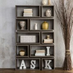 Hot Sale 🧨 Willett 65.25" Contemporary Decorative Display Cabinet Distressed Gray - HOMES: Inside + Out 😀 -Bookshelves And Bookcases store unnamed file 3913