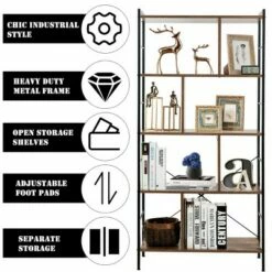 New 🤩 Costway 4-Tier Bookcase Industrial Bookshelf Floor Standing Storage Rack 🎁 -Bookshelves And Bookcases store unnamed file 395