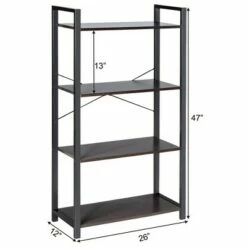 New ⭐ Costway 4-Tier Bookshelf Industrial Bookcase Diaplay Shelf Storage Rack Rustic BrownBlack 💯