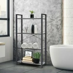 New ⭐ Costway 4-Tier Bookshelf Industrial Bookcase Diaplay Shelf Storage Rack Rustic BrownBlack 💯 -Bookshelves And Bookcases store unnamed file 404