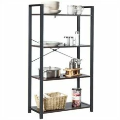 New ⭐ Costway 4-Tier Bookshelf Industrial Bookcase Diaplay Shelf Storage Rack Rustic BrownBlack 💯 -Bookshelves And Bookcases store unnamed file 407